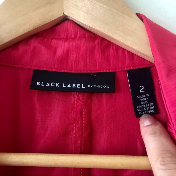 Chico’s Black Label Fuchsia Trench Coat Size Large 12 - Picture 5 of 10